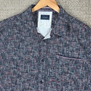 7 Diamonds Mens XXL 4‎ Way Stretch Short Sleeve Button Down Shirt Abstract Grid